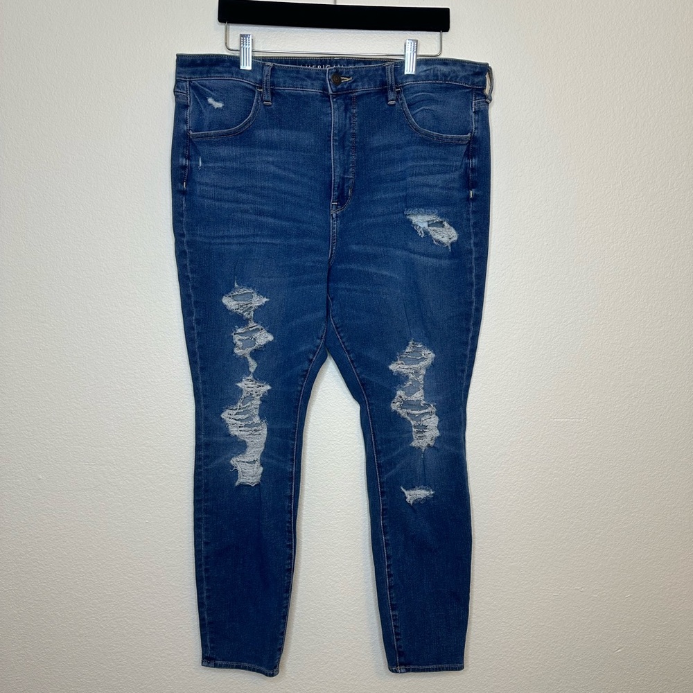 Plus size American Eagle, distressed, ripped high waisted skinny leg jeans